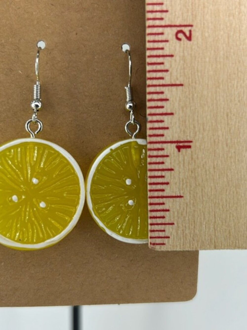 Acrylic Lemon Earrings Cute Summer Fashion Jewelry - Picture 2 of 3